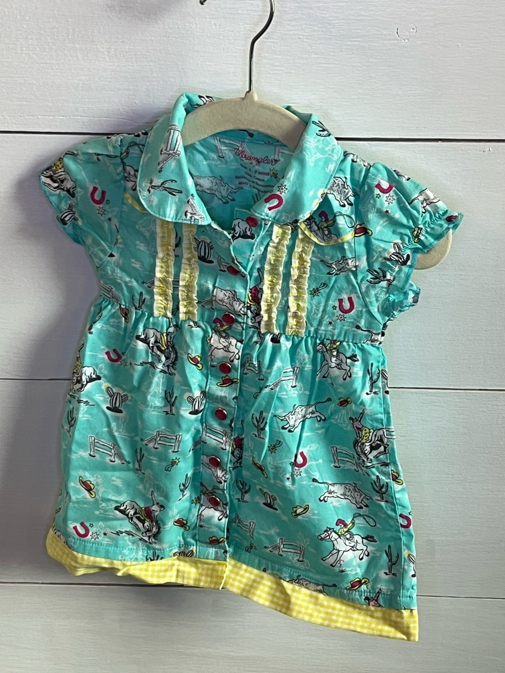 Wrangler Infants Turquoise Western Print Short-Sleeve Dress